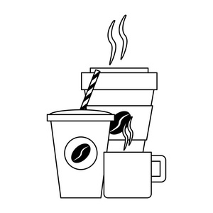 黑色和白色的咖啡饮料概念