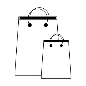 购物袋符号在黑色和白色