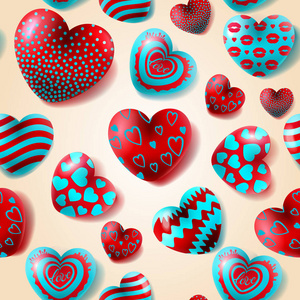s Day.3d hearts concept. Love banner and greeting card. Vector i