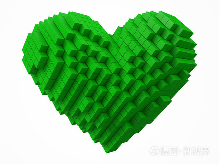 用绿色立方体制成.3d 像素样式矢量插图