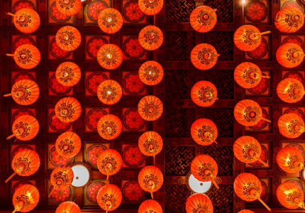 中国春节期间红灯笼的背景图片