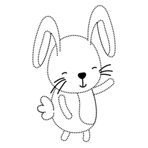 兔子尾巴虚线形状快乐兔子可爱动物尾巴矢量插图照片