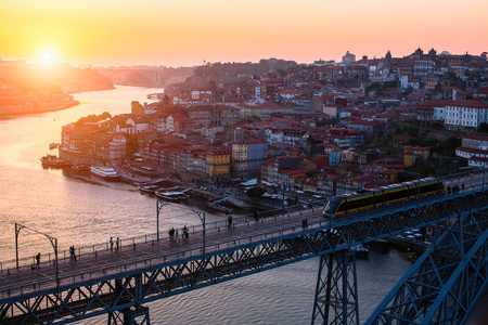 seye view of Dom Luis I bridge and Douro river, Porto  Portuga