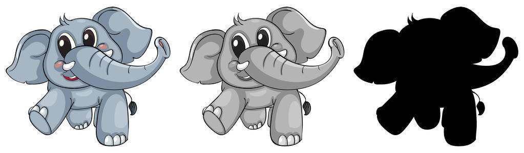 一套快乐的大象插图