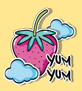 热带草莓云斑设计矢量插图