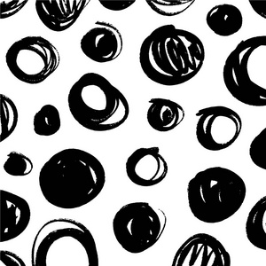 简单的黑白矢量图案背景与圆圈。 通用时尚印花织物和其他。