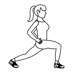 女士行李每条腿健身训练矢量插图