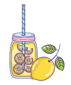 柠檬果汁夏季矢量插图平面设计