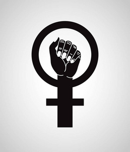 手拳头与女性性别标志