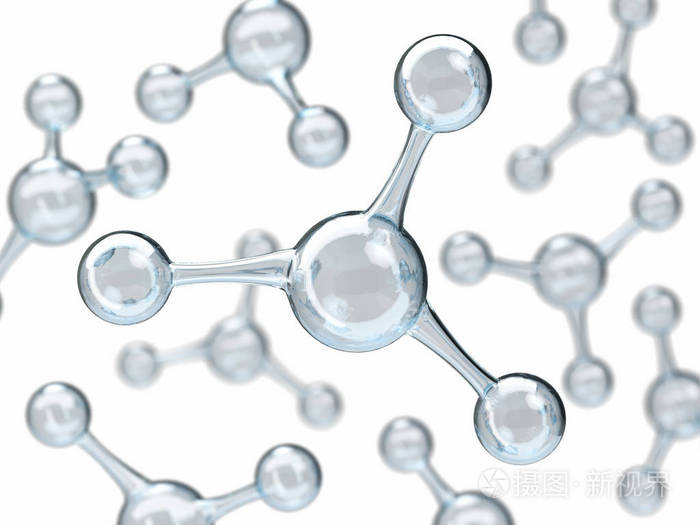 摘要清洁水分子结构为科学或医学背景 3d 呈现说明.结构化学式