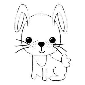 兔子尾巴虚线形状快乐兔子坐动物尾巴矢量插图照片