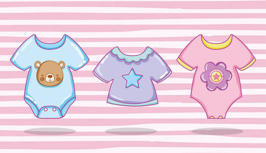 可爱的婴儿服装矢量插图平面设计