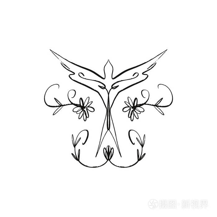燕子轮廓极简主义符号风格的鸟类纹身. 爱沙尼亚eps符号