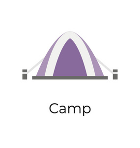 夏令营露营或帐篷的平面图标