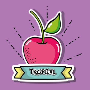 热带苹果斑块水果设计图示