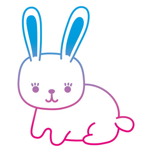 退化线兔坐可爱野生动物矢量插图