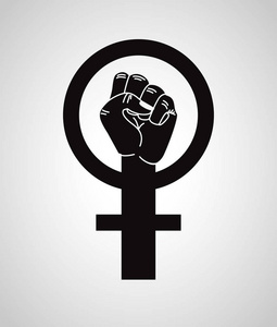 手拳头与女性性别标志