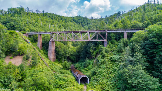 日本在萨哈林建造的废弃铁路桥