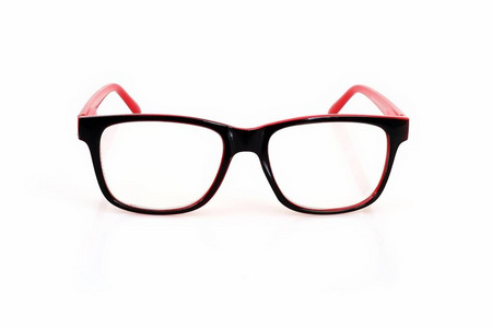 白色背景上的眼镜用于申请肖像
