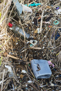 沙滩上的塑胶及垃圾物料污染图片