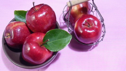 熟红苹果果实收集摄影