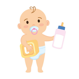 小婴儿与字母表块玩具