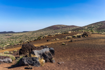 泰德火山附近的沙漠景观。 观点海拉多科尔拉尔德尔尼诺。 泰内利夫。 加那利群岛。 西班牙。