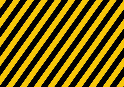 警告黄色标志与黑色矩形线。 抽象背景与对角线黑色和黄色带。 危险地带背景