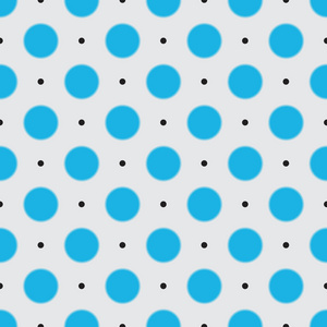 白色背景EPS8上模糊的蓝色和黑色圆点的无缝图案