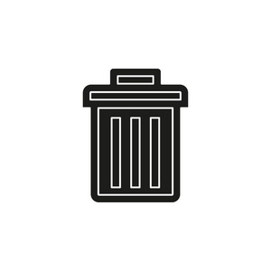 垃圾桶图标矢量垃圾桶篮子插图垃圾篮子符号回收站插图垃圾桶标志。 平面象形文字简单图标