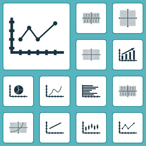图形 图表和统计图标集。保费质量的符号集合。图标可以用于 Web 应用程序和用户界面设计