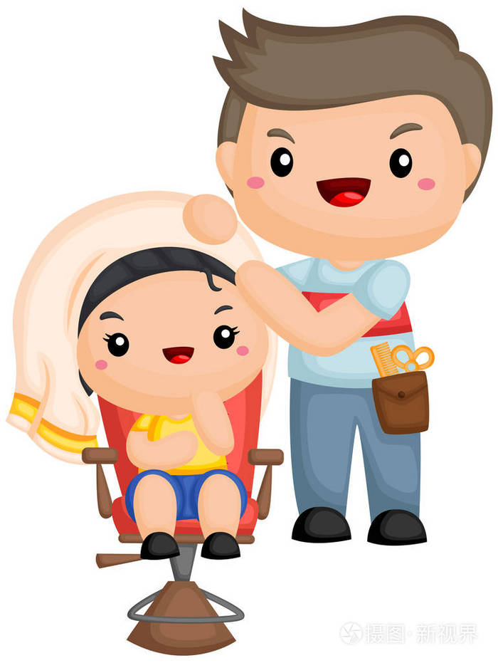 一个可爱的理发师矢量