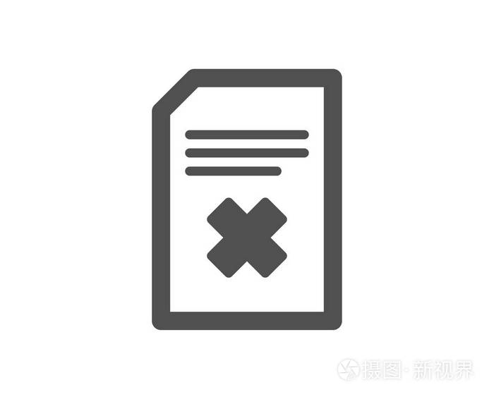 删除信息文件标志. 纸页概念符号. 质量设计要素. 经典风格图标.