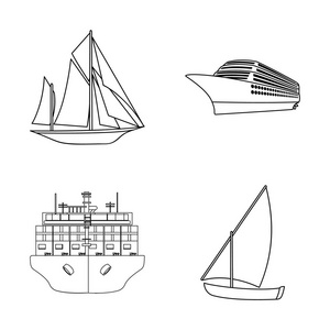 游艇和船标志的向量例证。收集游艇和巡航矢量图标的股票