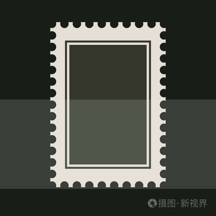 黑色空白邮票.齿状边框贴纸.向量平复古样式例证在黑暗的背景