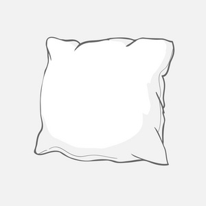 枕头艺术枕头隔离式白色枕床枕头素描矢量图