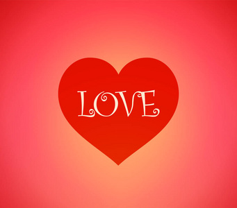 向量背景与心脏和标题爱红色标志为情人节