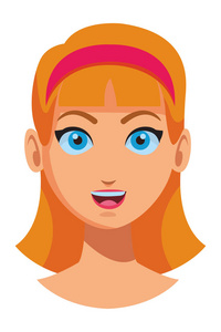 年轻女子脸面卡通矢量插图平面设计