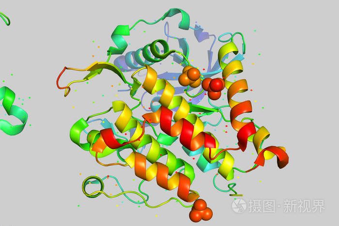 蛋白质分子三维晶体结构肿瘤生长标志生物聚合物3d模型是肽