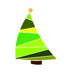 白色背景上的抽象可爱圣诞树，矢量插图设计