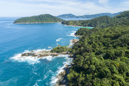 s eye view photo of tropical sea with Beautiful island.