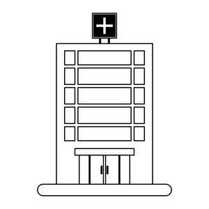 医院大厦标志黑白