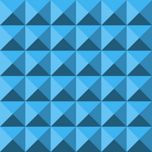 蓝色抽象浮雕金字塔纹理无缝图案。 矢量背景。