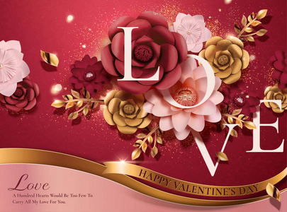 s day beautiful paper flowers card template in 3d illustration