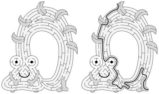 小怪物迷宫为儿童与解决方案黑白