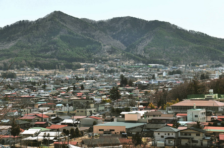 岛田村景，从日本Kawaguchiko湖附近的角度。