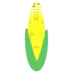 玉米芯新鲜蔬菜图标矢量插图平面风格设计隔离在白色上。 彩色图形