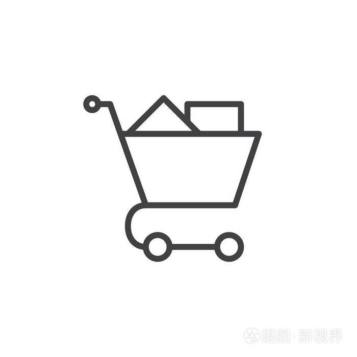 购物车加载线图标轮廓矢量符号线性样式象形文字隔离在白色上.