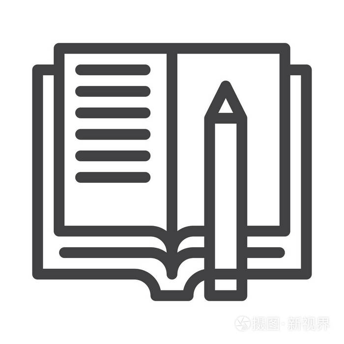 作业线图标轮廓矢量符号线性样式象形文字隔离在白色上.