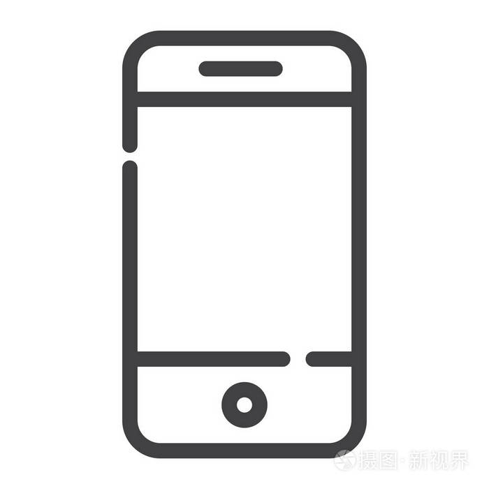 智能手机线图标轮廓矢量符号线性样式象形文字隔离在白色上.